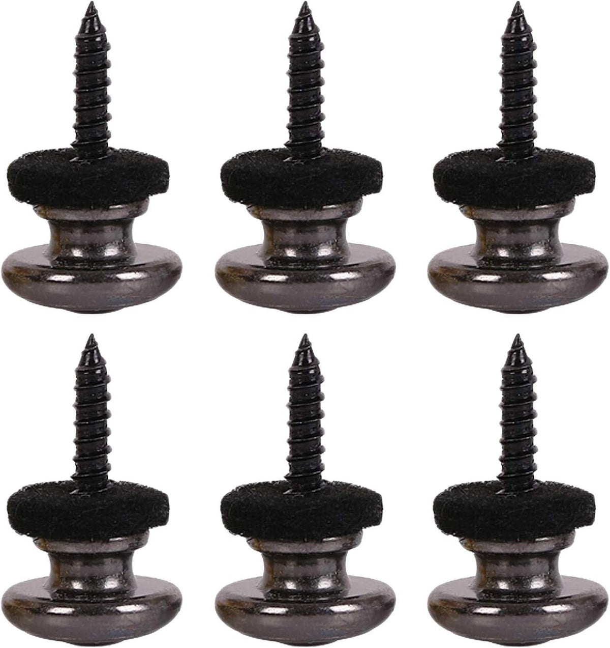 6 Pieces Mushrooms Head Guitar Strap Buttons Locks Chrome (Black) Black 