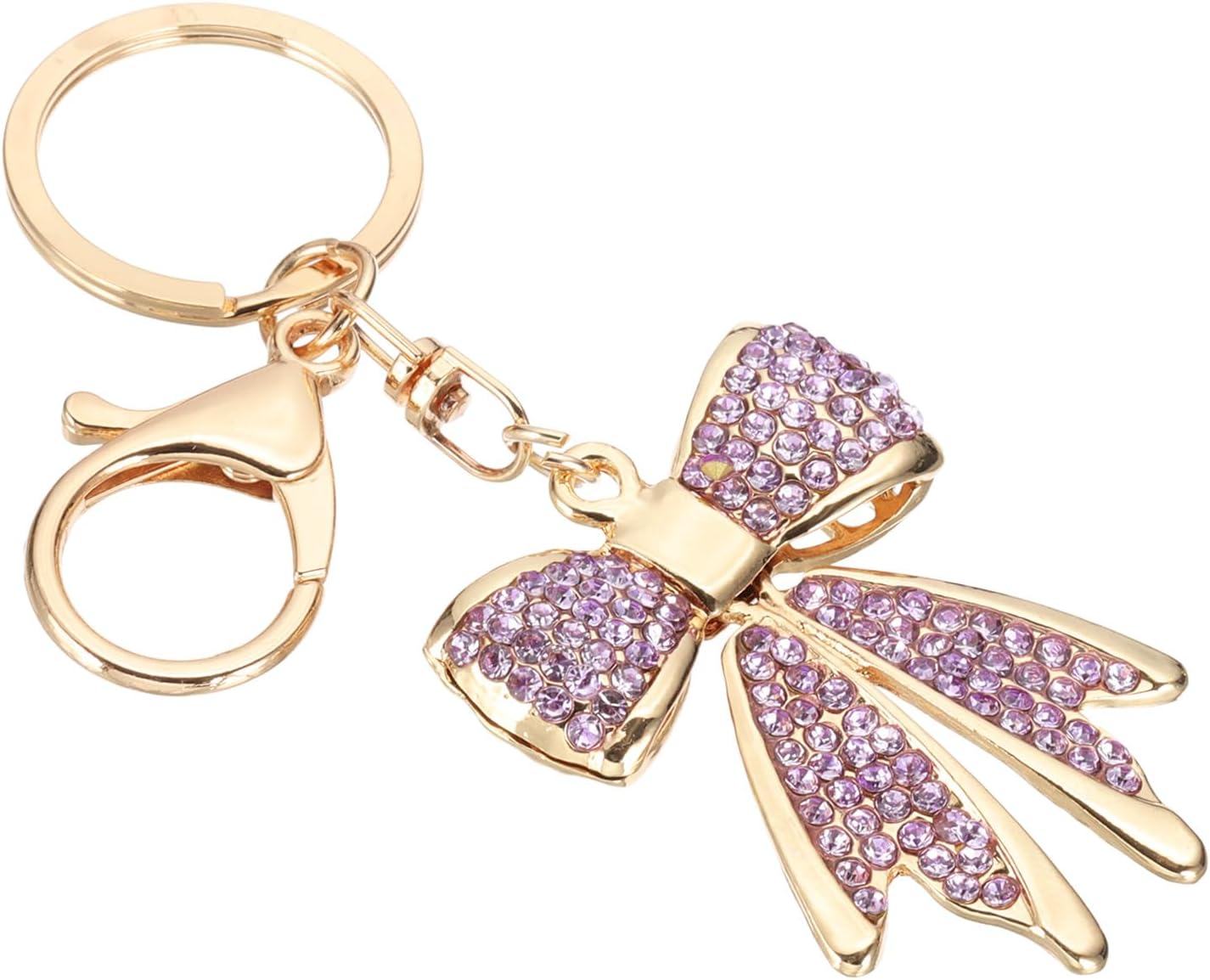 Bow Keychain for Women, Bag Purse Charm Rhinestone Accessories Key Handbag Purple -