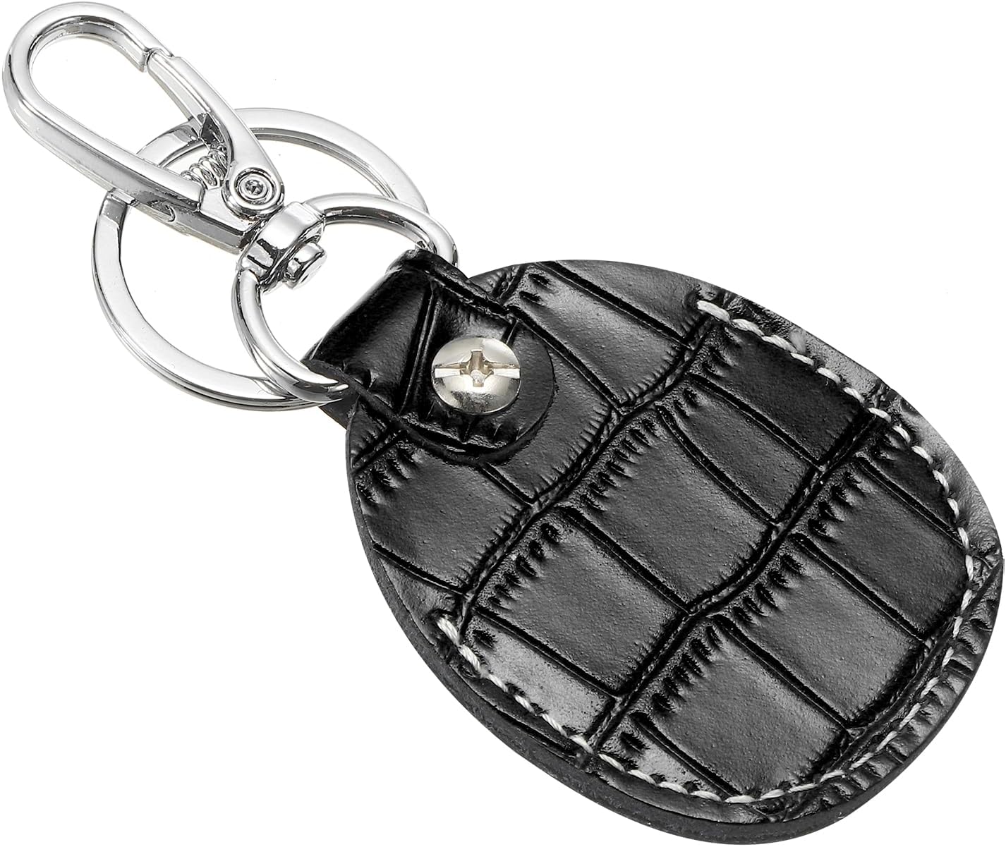 Leather Key Fob, Genuine Keys Cover RFID Fob Protector Air Tag Holder Keychain Case Black -