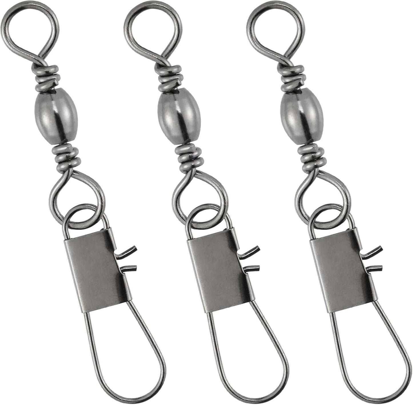 50 Pack Fishing Snap Swivels, Barrel Swivels Tackles, Stainless Steel Safty Interlock Snaps Leader Line Lure Connector Fresh&Saltwater 26-132Lb - #14(26LB)-50