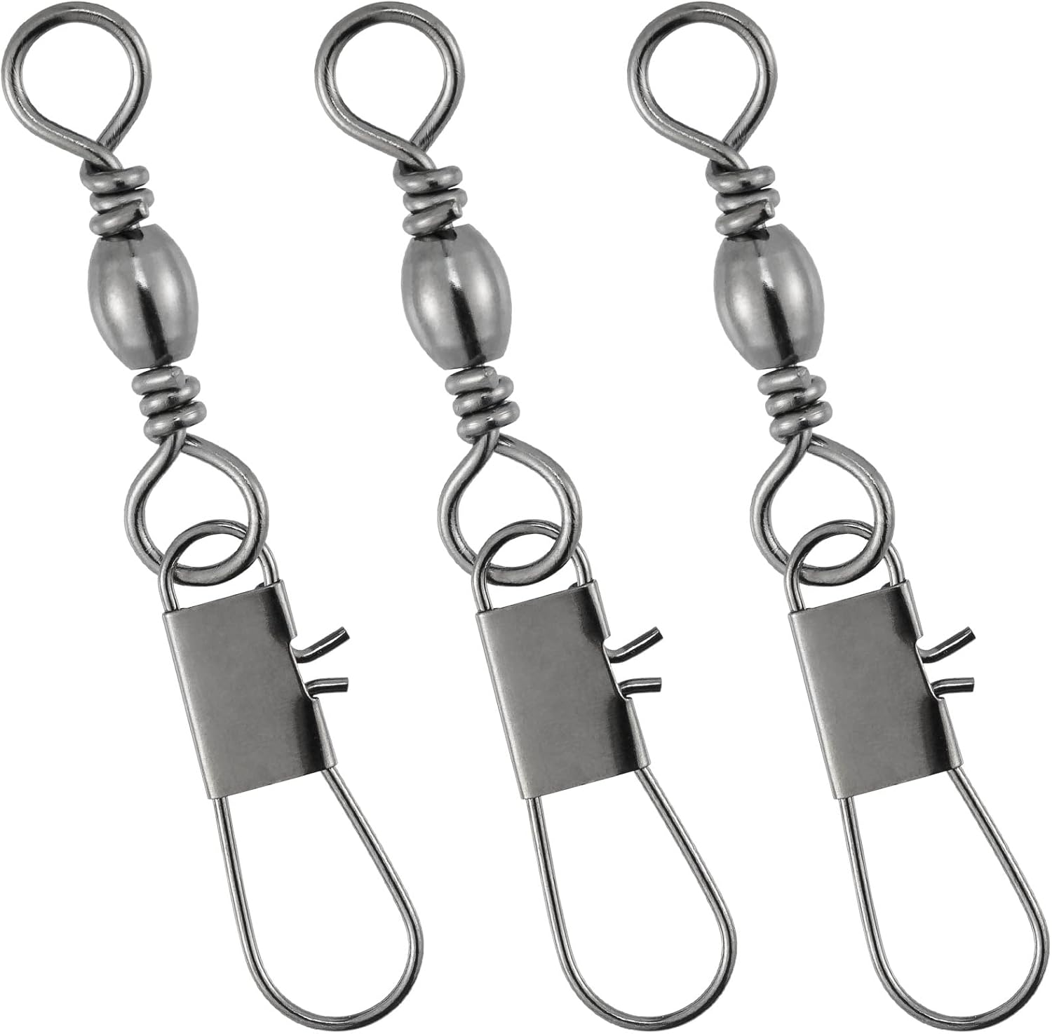 50 Pack Fishing Snap Swivels, Barrel Swivels Tackles, Stainless Steel Safty Interlock Snaps Leader Line Lure Connector Fresh&Saltwater 26-132Lb - #14(26LB)-50