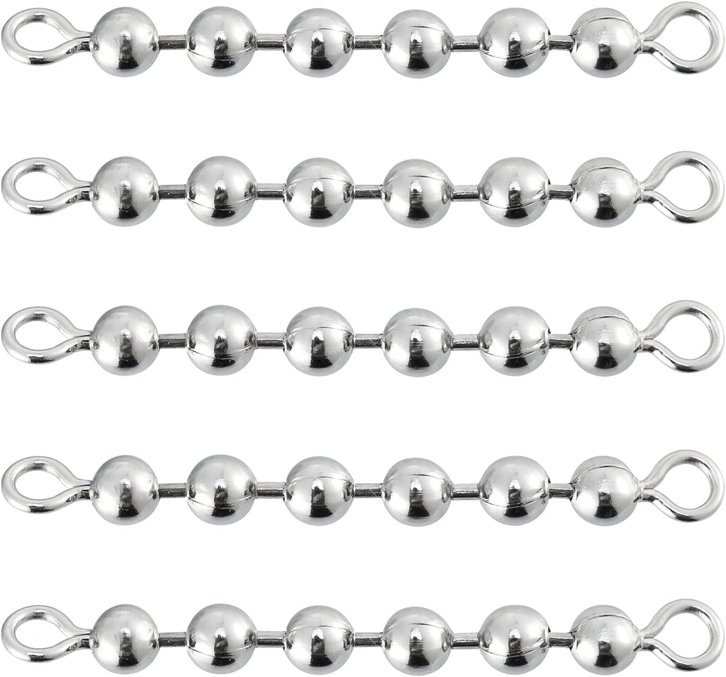 20 Pack Fishing Bead Chain Swivels Stainless Steel High Speed Trolling Tackle Rig Gear Freshwater Saltwater Salmon Walleye - 6 bead, 3/16"