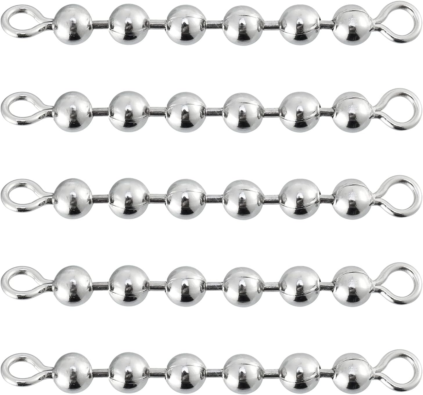 20 Pack Fishing Bead Chain Swivels Stainless Steel High Speed Trolling Tackle Rig Gear Freshwater Saltwater Salmon Walleye - 6 bead, 3/16"