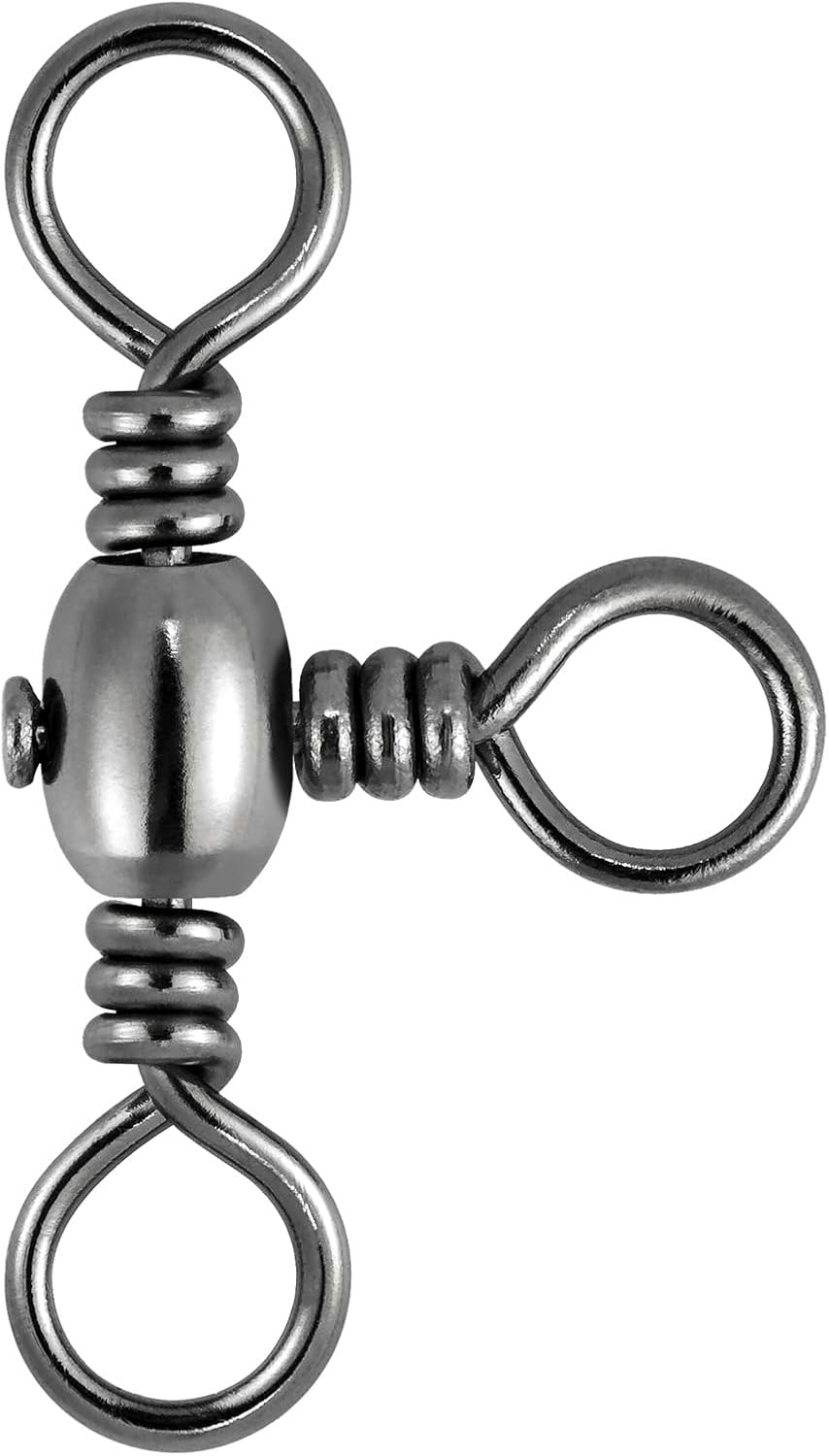 30 Pack Fishing 3 Way Swivels, 35-175LB, Three Barrel Swivels Tackle Catfish Rig - #10-35LB