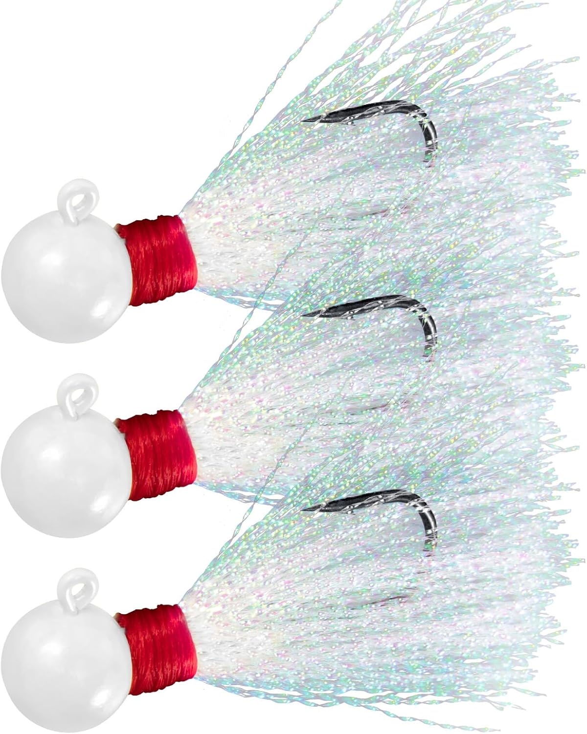 10 Pack Round Ball Jigs Saltwater Pompano Surf Fishing Jig Heads Swimbait Walleye Striper Flounder Mackerel White 1/2oz-10