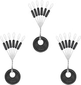 1200pcs Fishing Rubber Bobber Stoppers 6 in 1 Float Sinker Stops Black Oval Cylinder for Line Shape M(4-8LB Line)