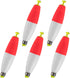 Cigar Fishing Bobbers Weighted Floats EVA Foam Snap-On Spring Fly Sea Boat for Bass Trout Panfish Bluegills Red/White-5 Pack 2.5"
