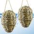 Woven Crochet Wasp Nest Decoy, Waterproof Faux Hanging Hornets Hive Nests Artificial Fake Decoy Decoration for Patio Eaves Yard Home Yellow-weed-2pcs-10×4In -