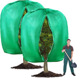 2pcs Huge Plant Covers Freeze Protection, 95"x83" Winter Tree Cover with Zipper Drawstring Thickened Frost Blanket Cloth Outside Plants Wrap Bag Garden for Potted Shrubs Flower Fruit