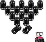 Golf Cart Wheel Lug Nuts, Chrome Nuts for EZGO Club Car Gas and Electric Models, 16 Packs (1/2-20 Size, Silver/Black Modified Style), Replaces OEM 1010984 14723-G1 Black -