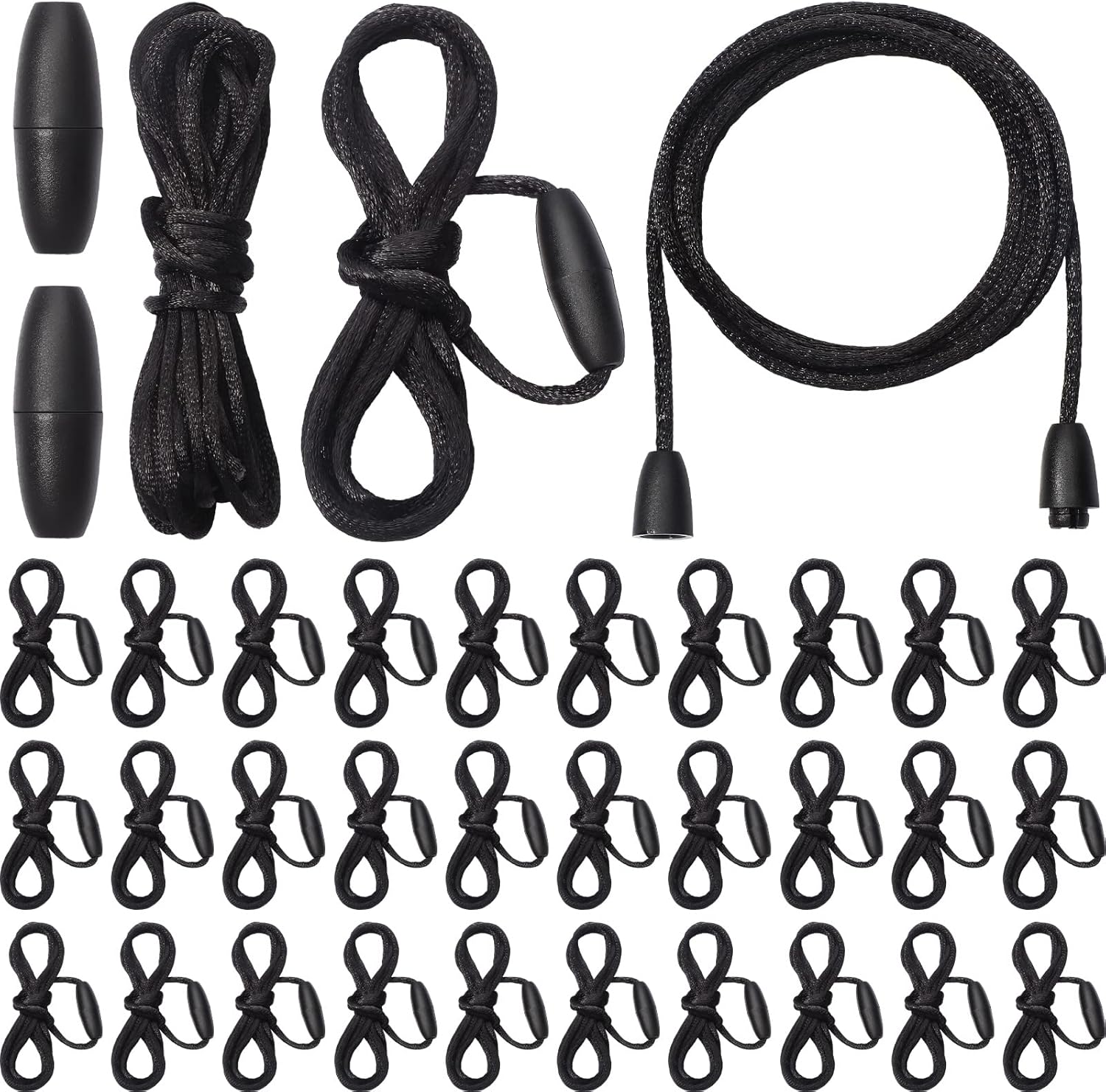 30 Sets Replacement Necklace Cords with Breakaway Clasps DIY Nylon Lanyard Cord and Plastic Clasp Buckle Safety for Pendant(Black) Black -