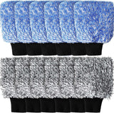 12 Pcs Microfiber Car Wash Mitts, Scratch Free Ultra Absorbent Sponge Glove Cleaner Mitts for Wheel Trucks Home Cleaning (Black and White,Blue White) -
