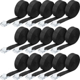 15 Pack 6.5 Feet Lashing Straps Adjustable Kayaks Tie Down Cam Buckle with Buckles up to 250lbs for Cargo, Luggage, Motorcycles, Truck, Car Roof Rack, Sup Surfboard(Black) Black