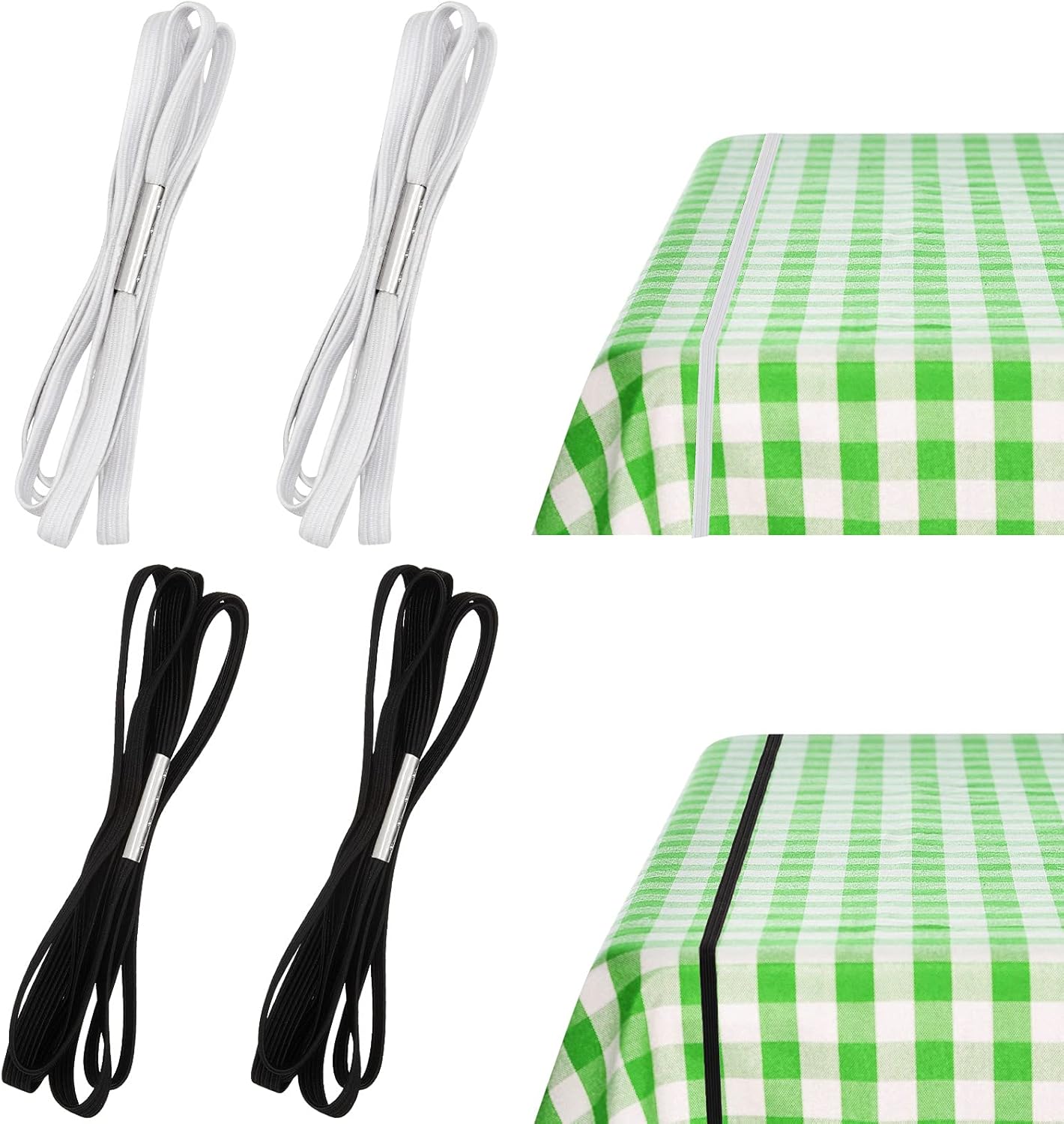 Table Bungees Tablecloth Strap Elastic Adjustable Band Bungee Cord to Hold Down Cloth Cover for Outdoor Picnic Kitchen Camping Wedding Party(4 Pcs,Normal Size) - Normal Size