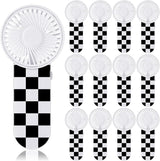 12 Pcs Race Car Party Favors Portable Fan Bulk Mini Handheld Personal Fans Checkered Black and White for Team Gift Travel Summer Outdoor Decorations -