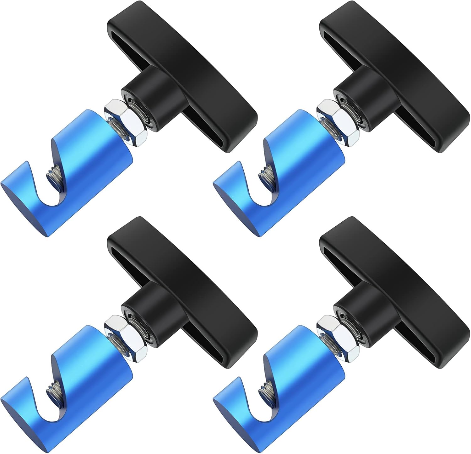 4 Pcs Car Hood Prop Struts Clamp, 0.55 Inch Tool, Adjustable Lifting Clip, Aluminum Lift Support Spark Plug Fixing Caliper for Automotive Rod Tailgate Retaining Holder(Blue) -