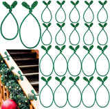 20 Pcs Christmas Inches and 16 Set Decorative Garland Twist Ties Decor for Xmas Holiday Lights Bannisters Stairways Railings (Green) Green -