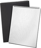 2 Pack Top Spiral Graph Paper Notebooks 8.7 X11.4 Inch A4 Grid Notepad 70 Sheet Memo Steno Pad for Engineering Writing Sketching Drawing School Office Supplies (Black) Black -