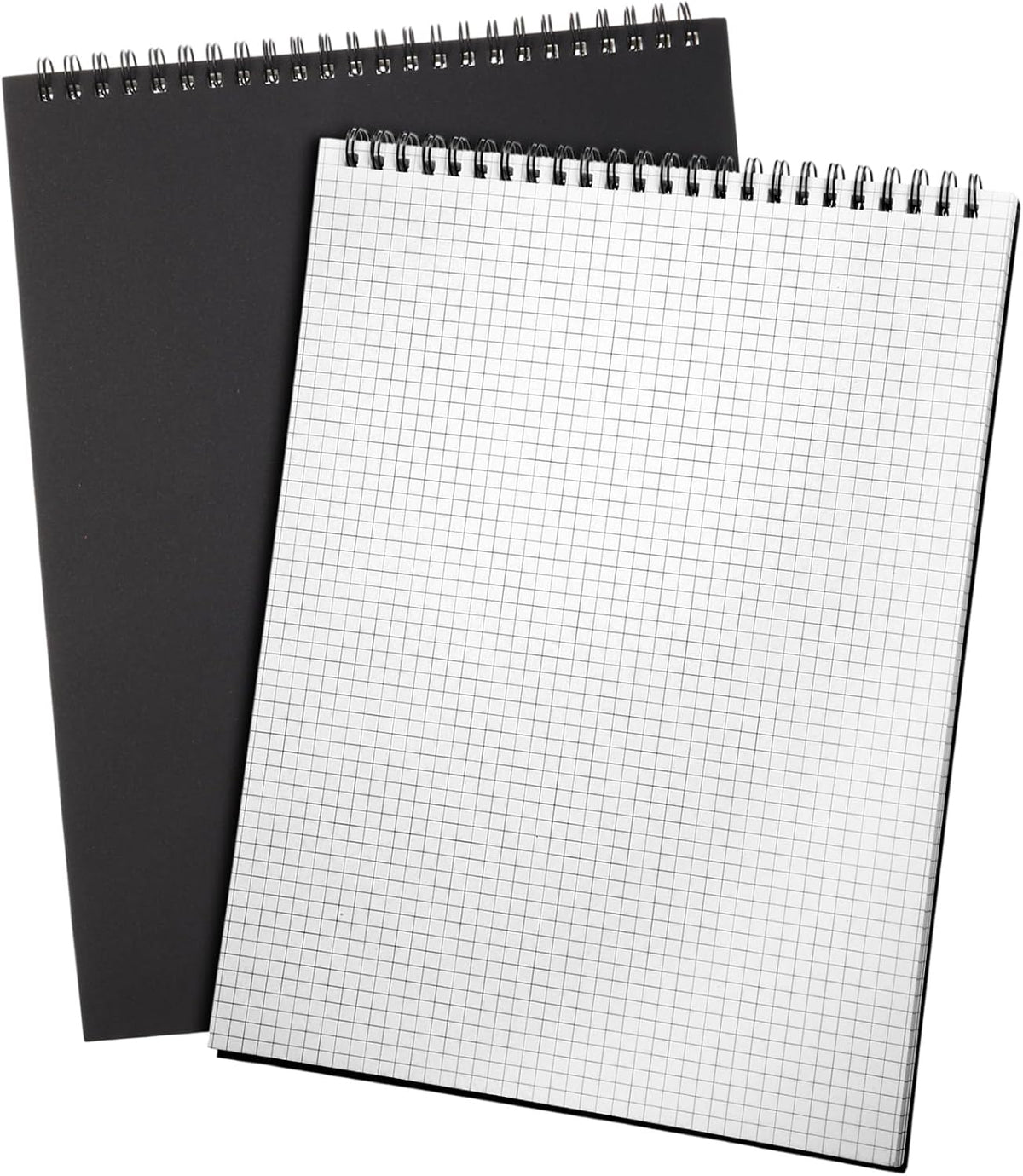 2 Pack Top Spiral Graph Paper Notebooks 8.7 X11.4 Inch A4 Grid Notepad 70 Sheet Memo Steno Pad for Engineering Writing Sketching Drawing School Office Supplies (Black) Black -