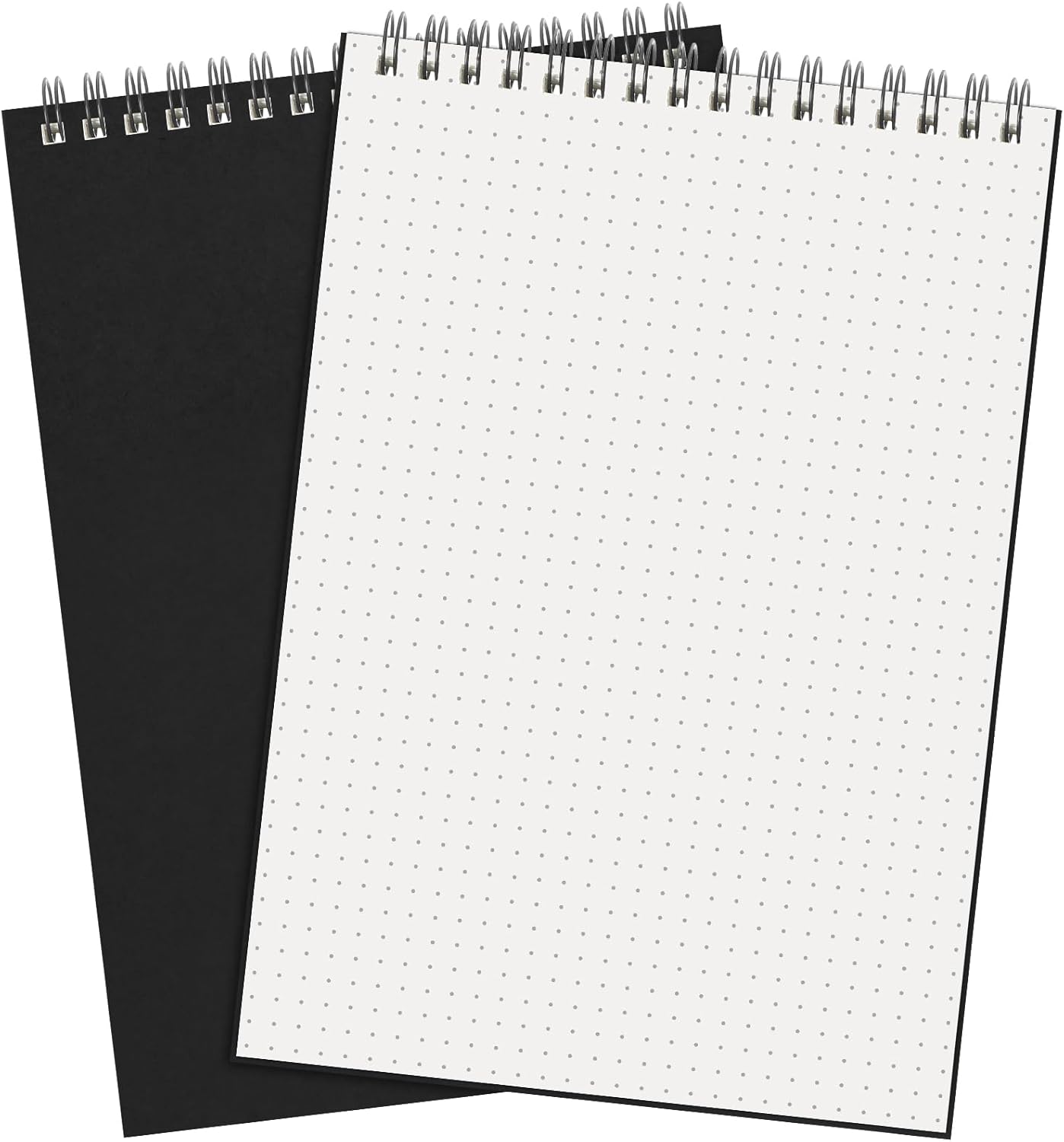 2 Pcs Dot Grid Notebook Top Spiral A5 Size Bullet Dotted Paper Hardcover Journal 8.3''x 5.8'' 140 Pages Notepads for Sketching Drawing Writing School Office (Black) Black -