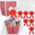 6 Pack Movie Night Gifts Baskets Plastic Popcorn Box Containers with Bags and Bows for Holiday Lover Teacher Appreciation Birthday Party Favors DIY Kits - 9 x Inch
