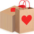 150 Pcs Valentines Day Gift Bags Candy Goodie with Handles Heart Love Paper Wrapping Kraft for Galentines Gifts Packing Party Favors -