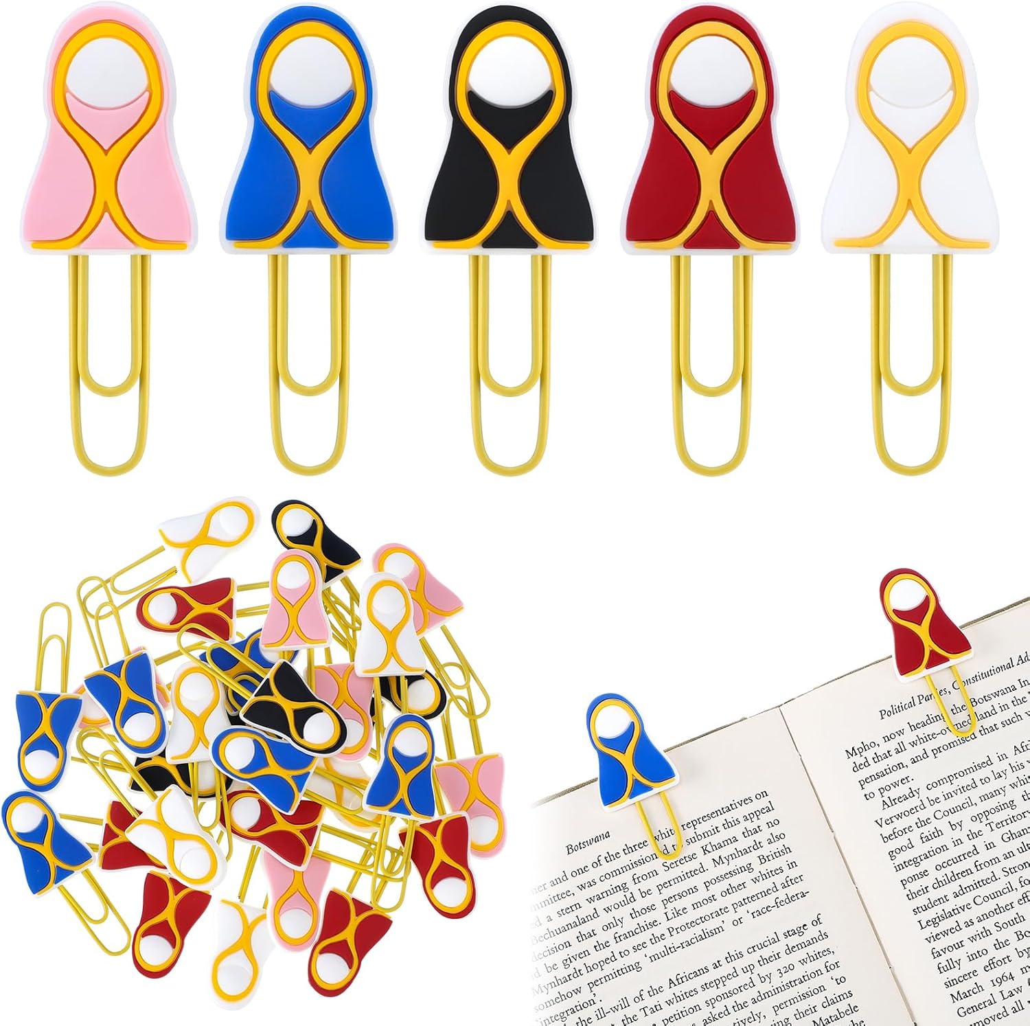 30 Pcs Jesus Paper Clips Christian Bookmarks for Kids Cross Paperclip Bible Cute Virgin Mary Gift Religious Bookmark Sunday School Study Supplies Easter Mother Church Party Favor -