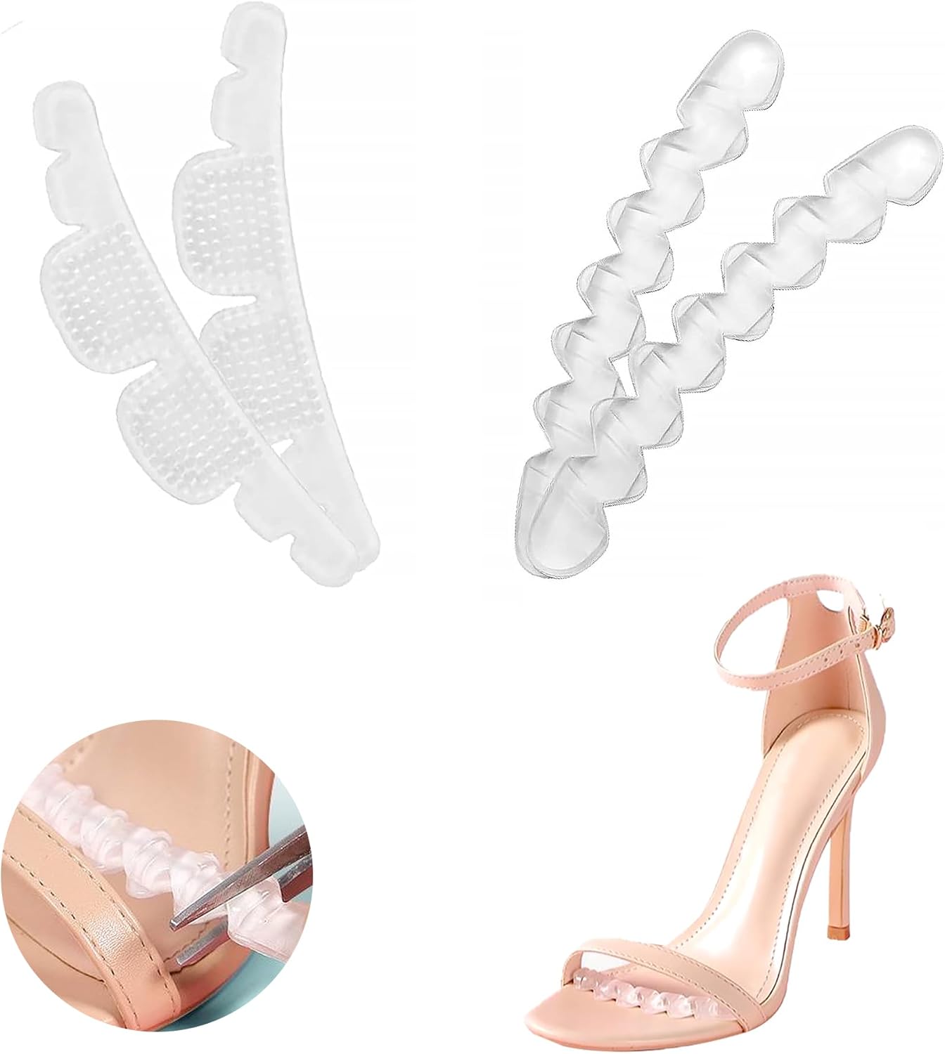 Invisible Anti-Slip Heel Foot Cushion Pads Stickers,Non-Slip Forefoot Strips Sticker Adjustable & Self-Adhesive Women Sandals high Heels Stickers (2 Pairs) -