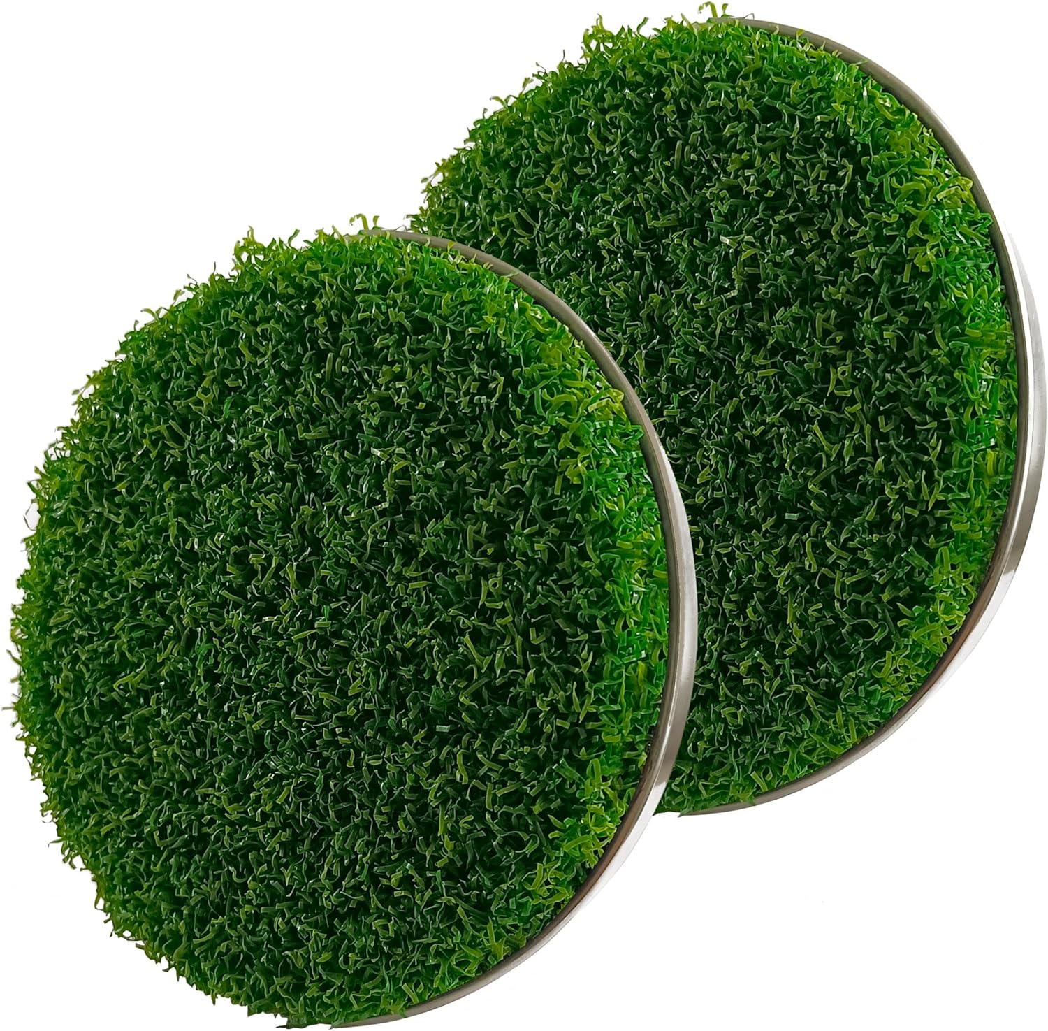 Golf Hole Cup Putting Green for Backyard Practice Simulated Lawn and Metal Base(2 Pieces) 
