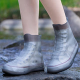 Shoe Covers Waterproof Rain Shoes Reusable Foldable Boots Slip Resistant Rubber Sole Overshoes Protectors for Cleaning Camping Travel Galoshes with Buttons Gray XX-Large