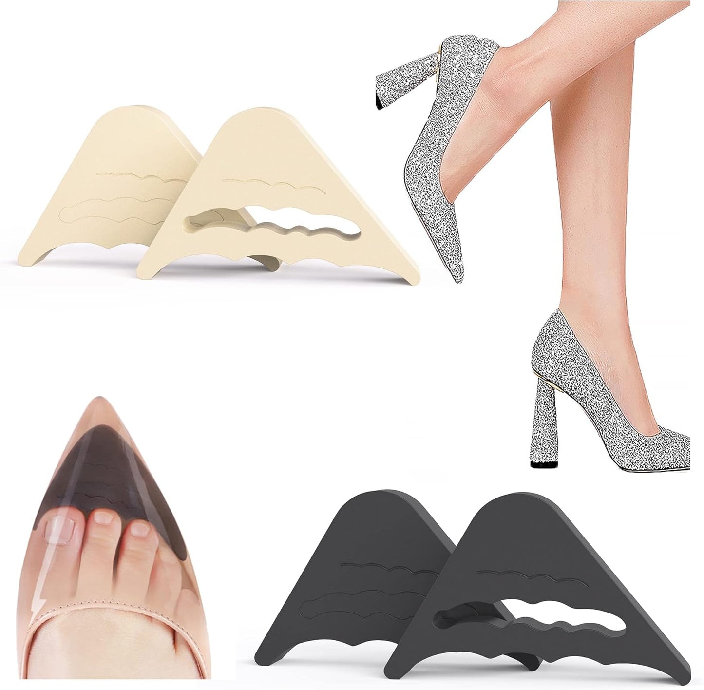 Reusable Toe Filler Inserts,Adjustable Plug Shoe Too Big Inserts for Women Men Pumps Flats Sneakers (2Pair) -