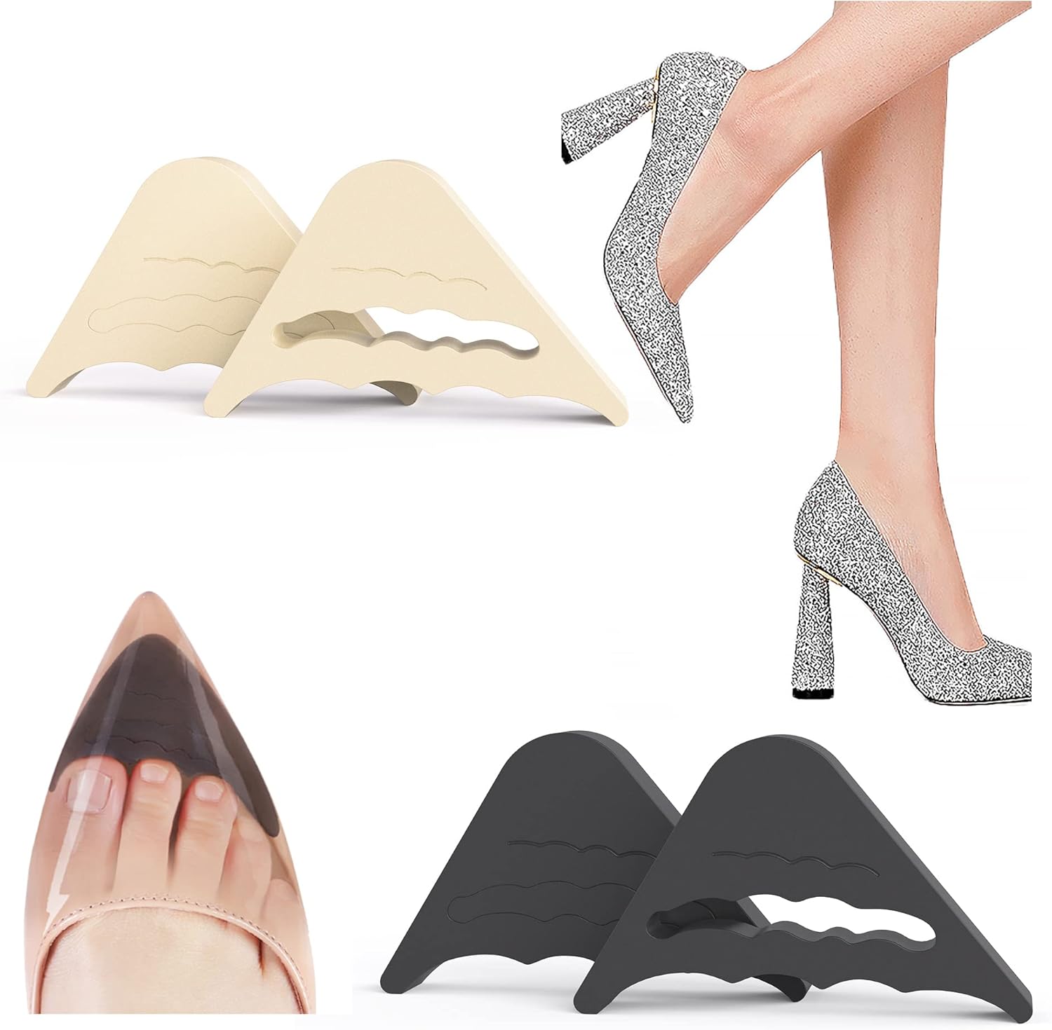 Reusable Toe Filler Inserts,Adjustable Plug Shoe Too Big Inserts for Women Men Pumps Flats Sneakers (2Pair) -