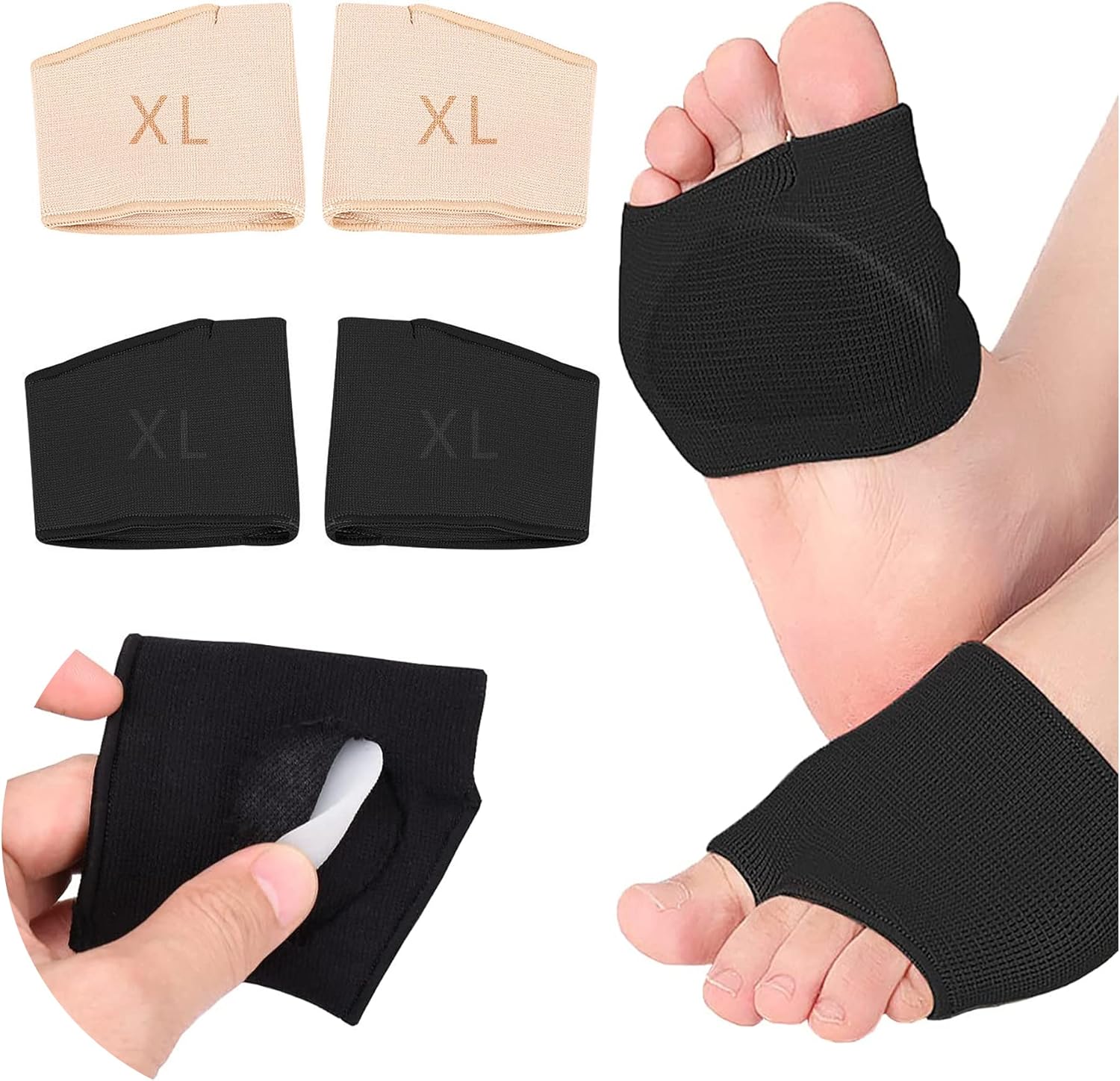 Ball of Foot Cushions-Metatarsal Sleeve Pads Soft and Comfortable Forefoot Metatarsal with Gel Pain Relief for Women Men (XL) - X-Large (Pack 2)
