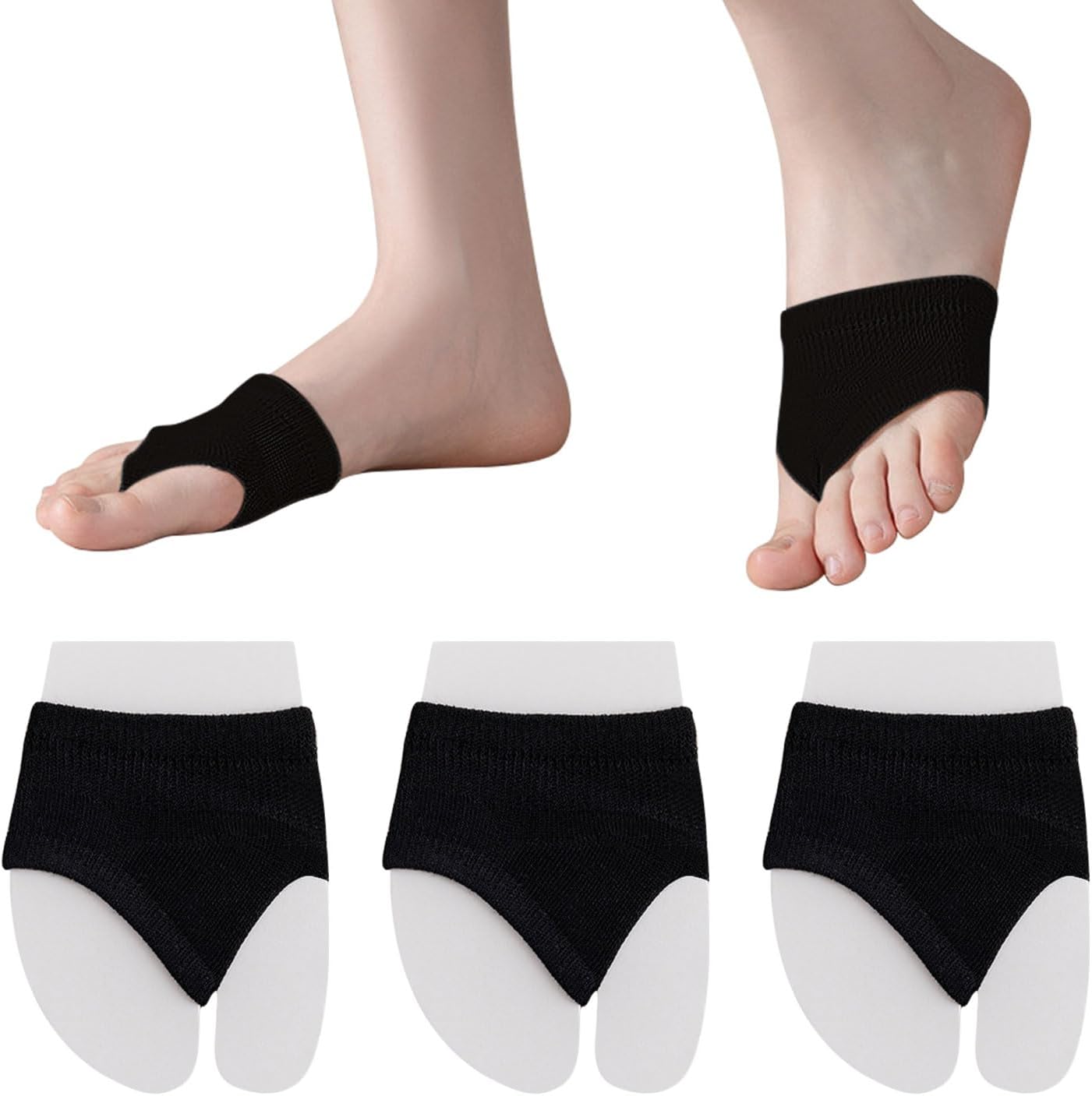 6 Pairs Toe Topper Socks Women Invisible Cover Liner Half Seamless Non-Slip Black 3 Medium
