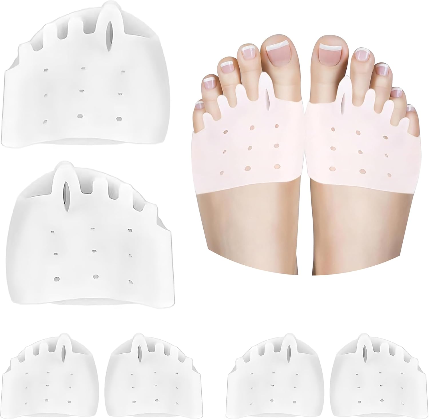 3 Pairs Metatarsal Gel Pads Ball of Foot Cushions Toe Separator Spacers Big Straighteners Bunion Corrector Cushion Mortons Neuroma Calluses Diabetic Feet Hammer Blisters -