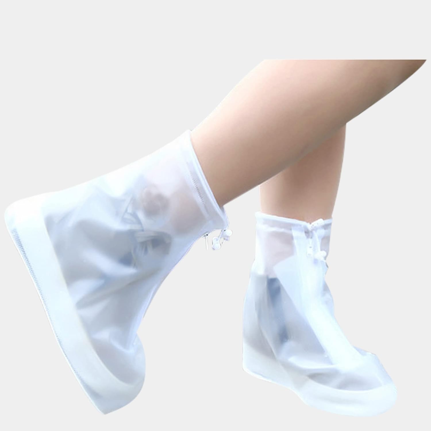 Rain Boot Waterproof Shoes Covers, Sand Control Non-Slip Shoe Cover Galoshes, PVC Rubber Sole Reusable Snow Boots Overshoes for Cycling Outdoor Camping Fishing Garden Travel (XXL, Transparent)