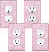 4 Pcs Glitter Light Switch Covers Bling Outlet Wall Plate Preppy Gift for Nursery Decor Women Teens Room Decor(Pink) Pink -