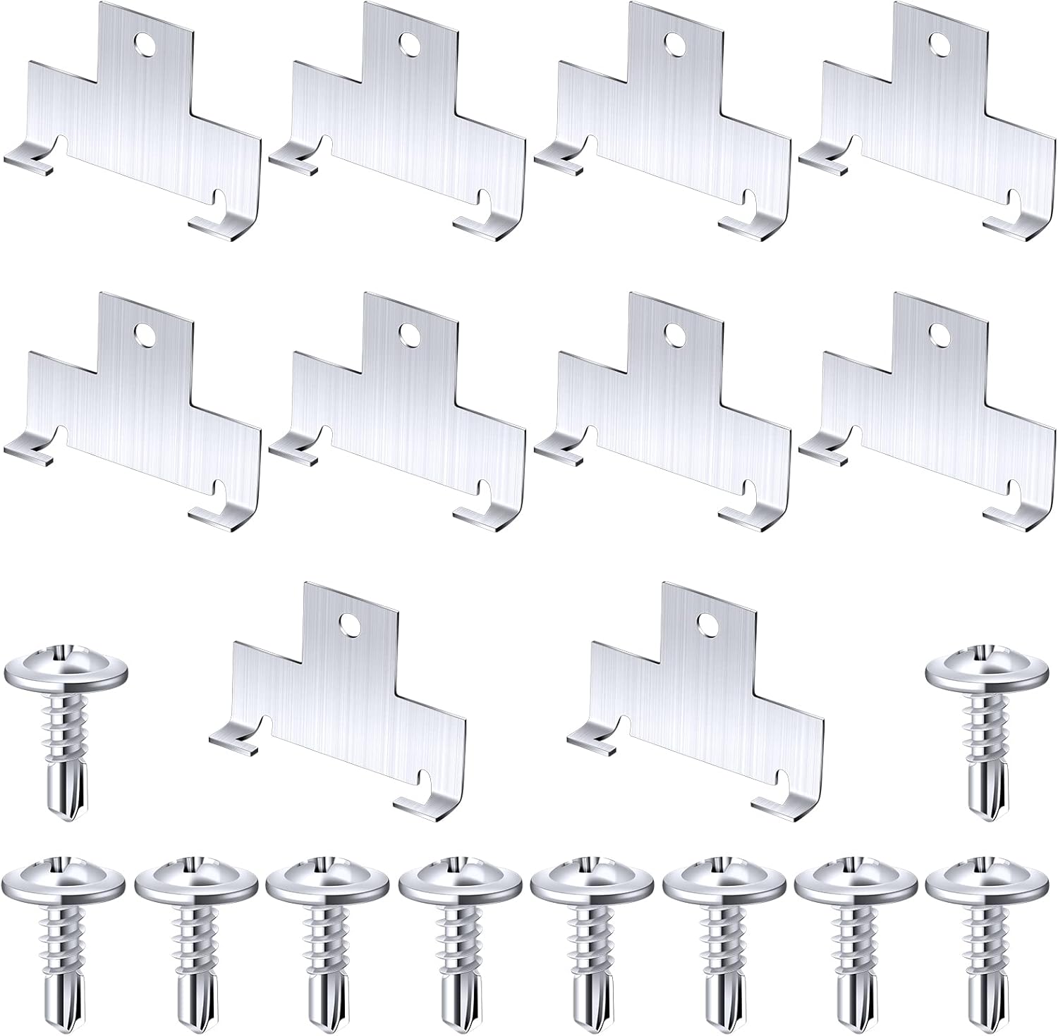10 Pcs Recessed Light Clips Downlight Housing C Retrofit for with Self Tapping Screws Metal Down Resistant to Corrosion Rust Fixture Accessories Silver -