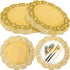 200 Pcs Doilies Lace Paper 14 Inches Disposable Foil Placemats Large Round Pad for Cakes Crafts Wedding Birthday Party Decoration(Gold) Gold -