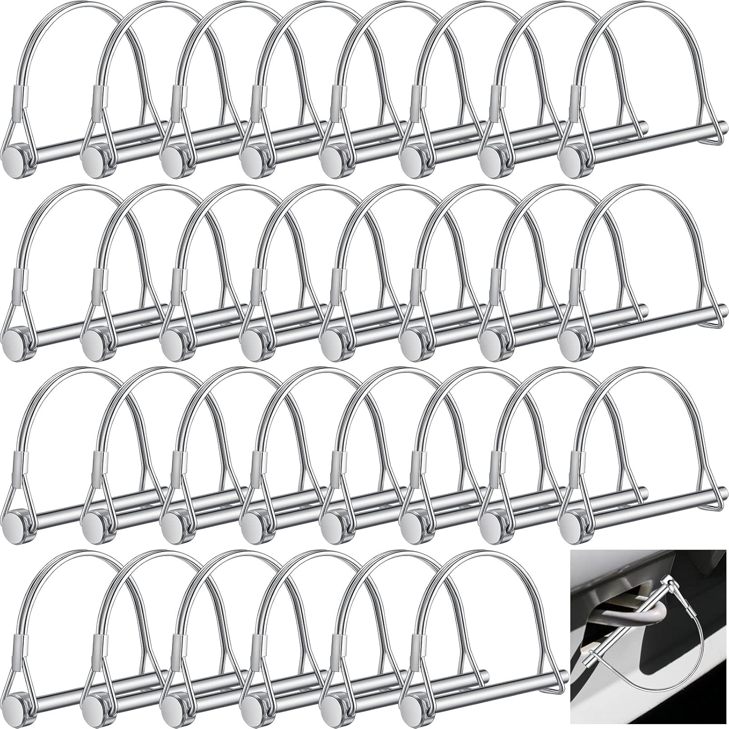 30 Pcs Trailer Hitch Pin Lock, 2-3/4" x 1/4" Pto Shaft Locking Safety Coupler Pin, Carbon Steel, Arch, Heavy Duty, for Farm Trailers, Towing, Wagons, Lawn Equipment and Hitches -