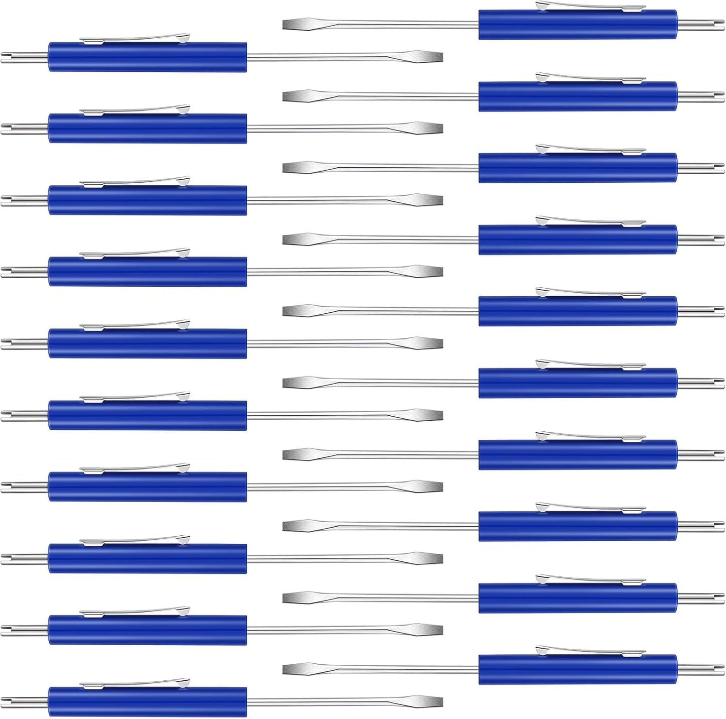 20 Pcs Pocket Screwdriver Double End Mini Set Dual-use Valve Core Removal Tool for Doorbell Electricians Mechanicians Technicians Assemblers(Blue) Blue -