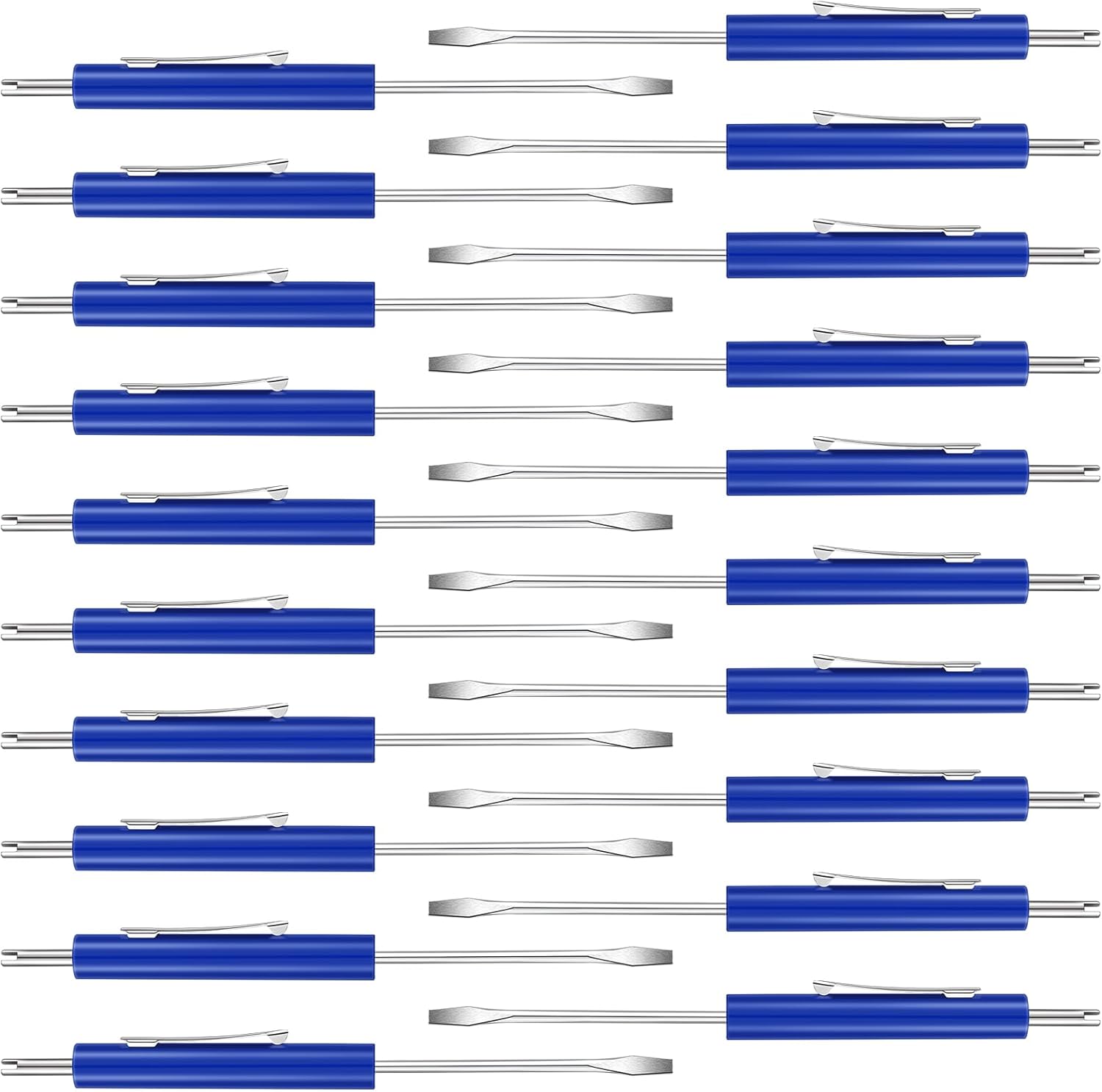 20 Pcs Pocket Screwdriver Double End Mini Set Dual-use Valve Core Removal Tool for Doorbell Electricians Mechanicians Technicians Assemblers(Blue) Blue -
