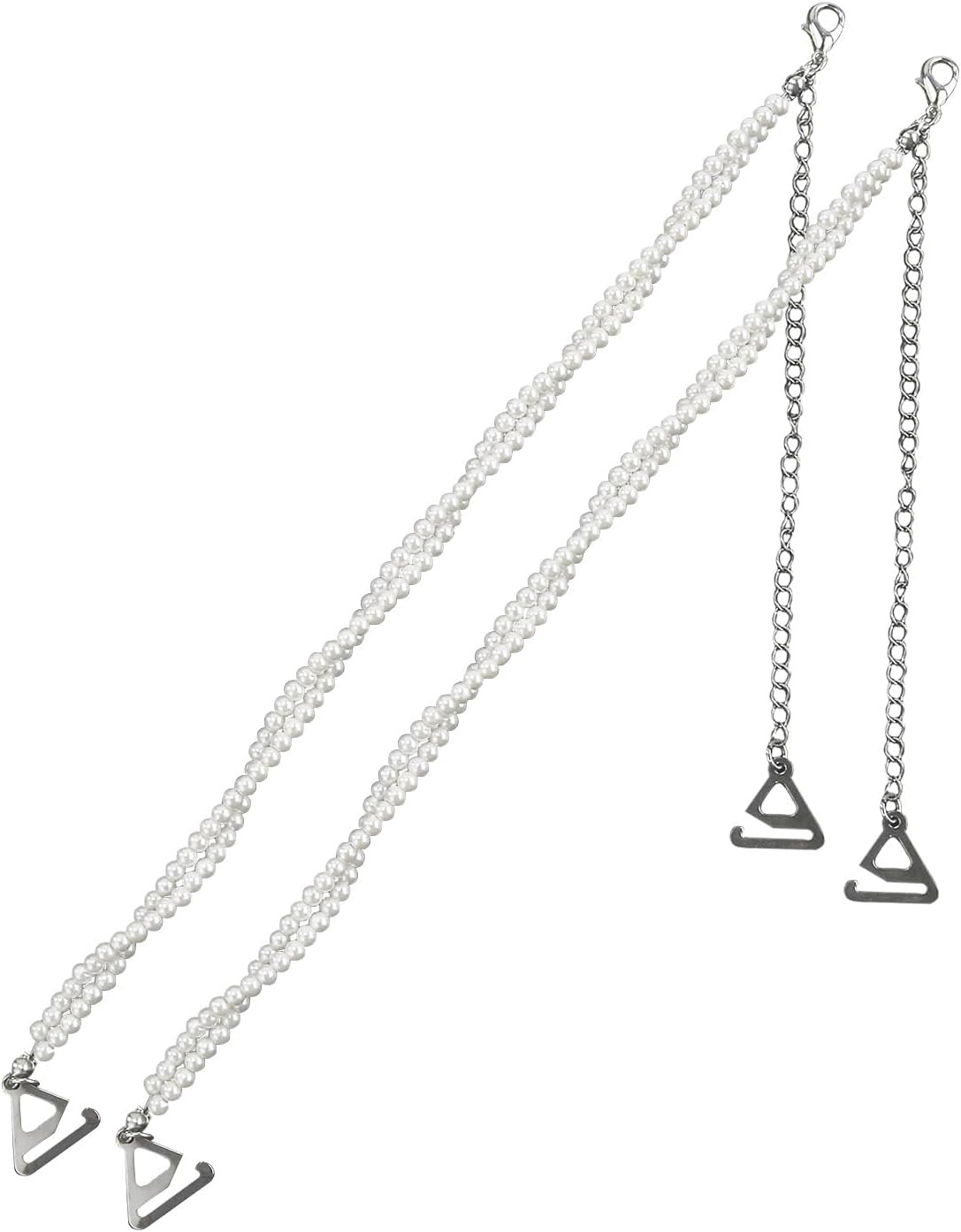 Elegant Pearl Alloy Chain Bra Shoulder Straps Removable Fashion Strap Replacements Non-Slip Spiral 