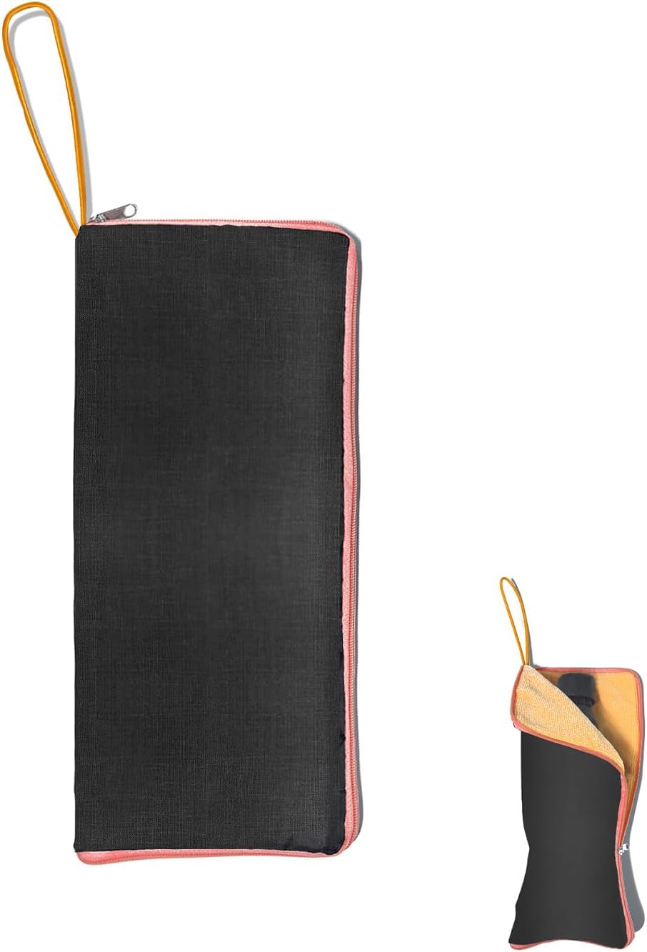 Waterproof Umbrella Storage Bag Multi-Functional Water-Absorbing Cover with Hanging Strap, Portable Wet Folding Sleeve for Car Travel Home Office Fits 9.8–11"(Orange) 
