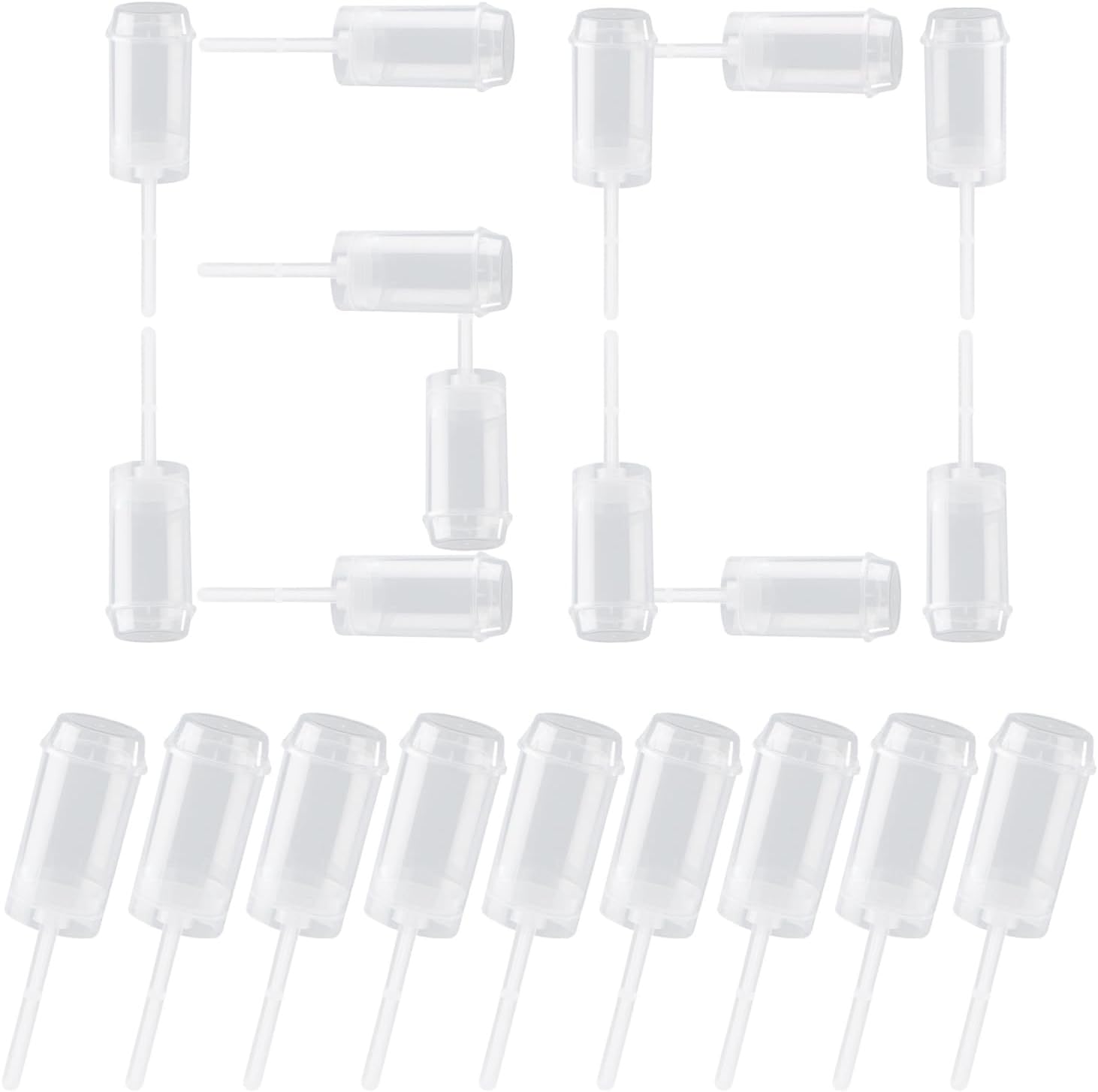 60 pcs Round Shape Clear Push-Up Cake Pop Shooter (Push Up Pops) Plastic Containers with Lids, Base & Stick 