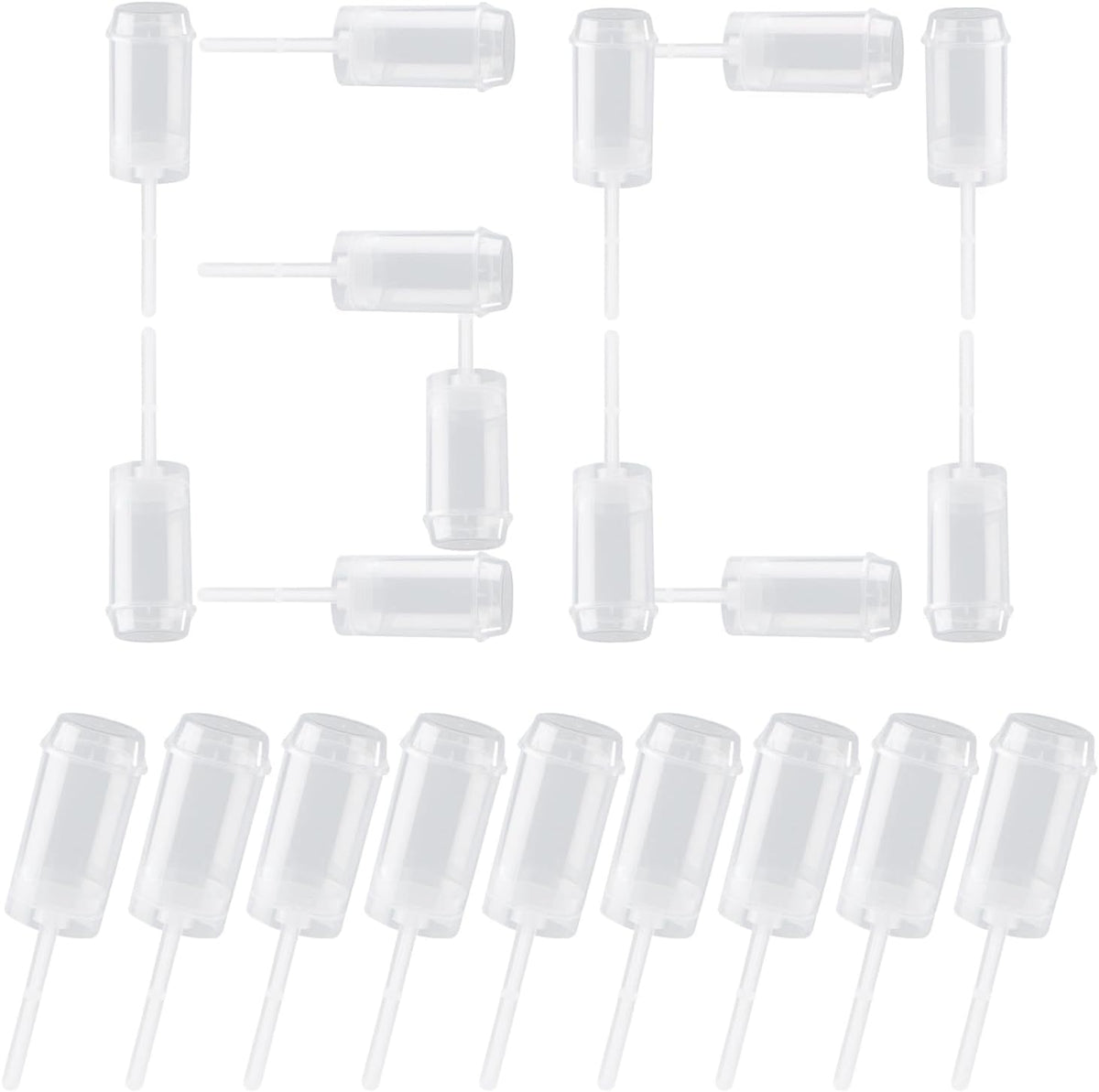 60 pcs Round Shape Clear Push-Up Cake Pop Shooter (Push Up Pops) Plastic Containers with Lids, Base & Stick 