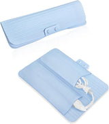 2-in-1 Heat Resistant Silicone Mat Travel Case, Soft Folding Storage Bag with 2 Pockets for Curling Iron, Flat Hair Straightener Non-Slip, Portable Hot Styling Tools(Blue) 