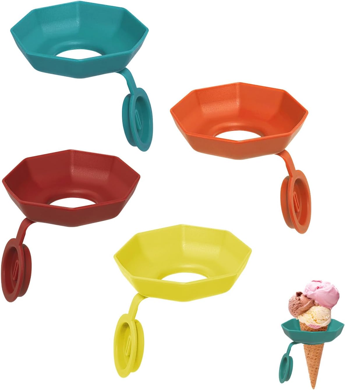 4 Pack Silicone Ice Pop and Cream Leak-Proof Holders for Kids, Portable Mess Free Cone Freeze-Proof Popsicle Tray Drip Catchers Accessories Children Summer Days Party Present 
