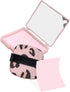3-in-1 Oil Blotting Paper Set for Face Absorbing Sheet with Portable Mirror & Adhesive Makeup Puff, Oily Skin, Design Men Women(100 Sheets, Pink Leopard Print) 