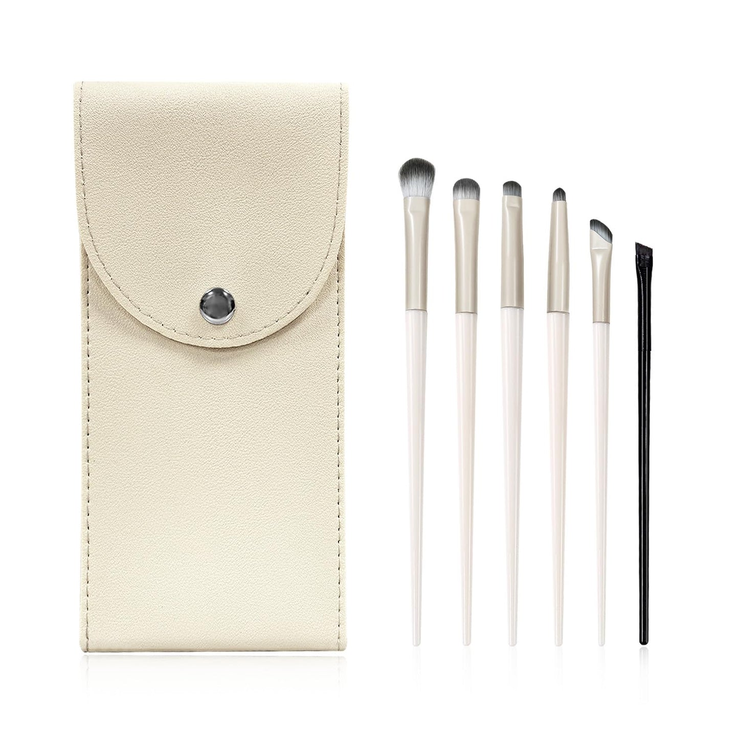 6Pcs Eye Makeup Brush Set, Soft Hairs Eyeshadow Kit, Professional Eyes for Concealer Eyebrows Eyeliner Highlighter with Snap-On Case, Beginner Friendly 